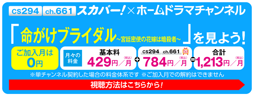 スカパー！で「命がけブライダル～宮廷密使の花嫁は暗殺者～」を見よう！