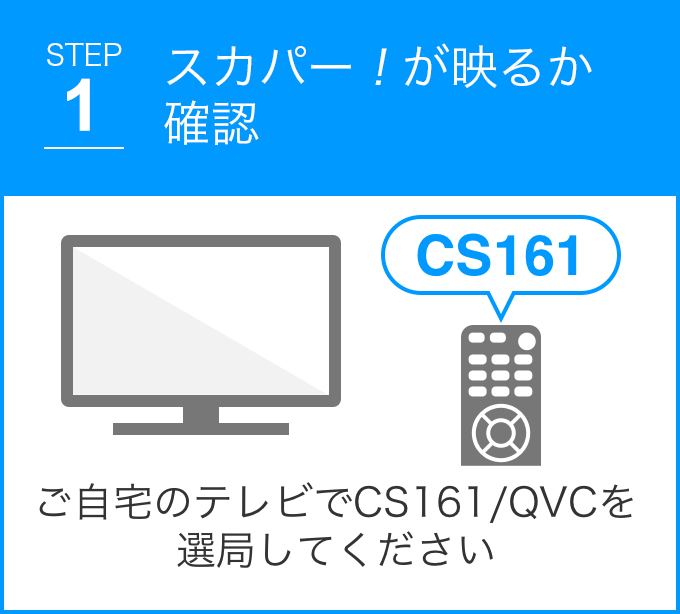 STEP1 スカパー!が映るか確認 CS161を選局