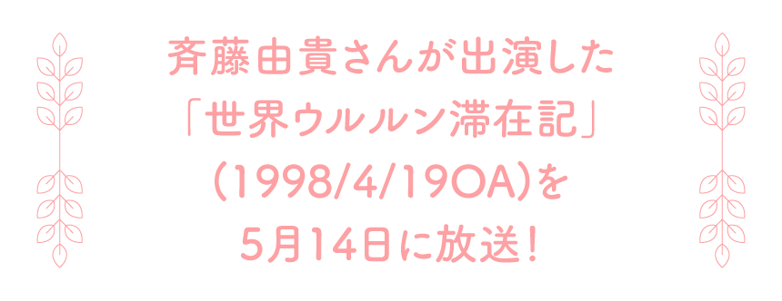 世界ウルルン滞在記 | 「斉藤由貴セレクション」特設サイト｜ホームドラマチャンネル